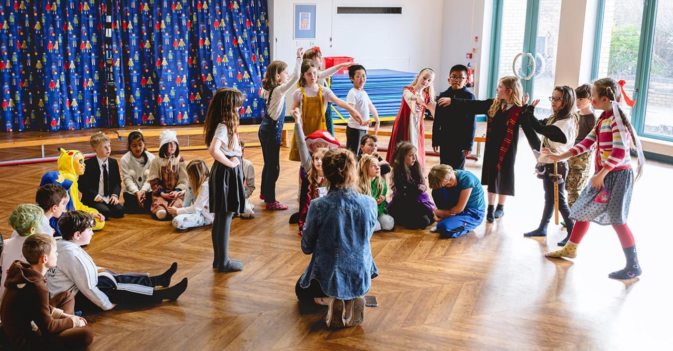 Children take part in a drama workshop